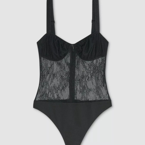 🎀Clearance🎀 NWT Danielle Bernstein Black Lace Sheer Thong Bodysuit $69 sexy!! - Picture 4 of 7